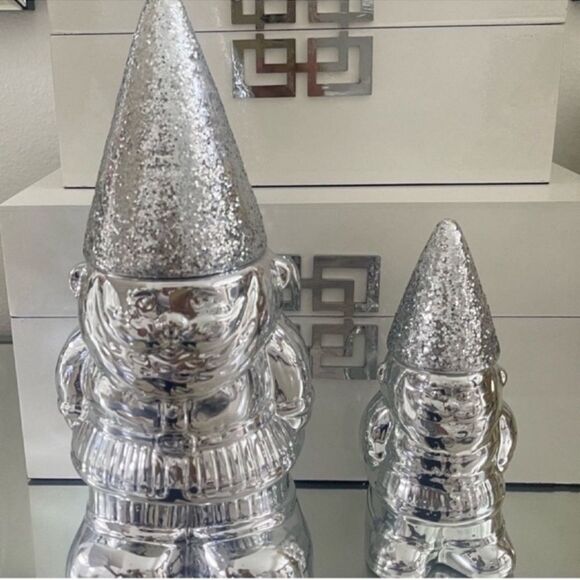 Set of 2 NEW Silver DW Home Gnome Candle 
SILVER SPRUCE Scented - Picture 1 of 16